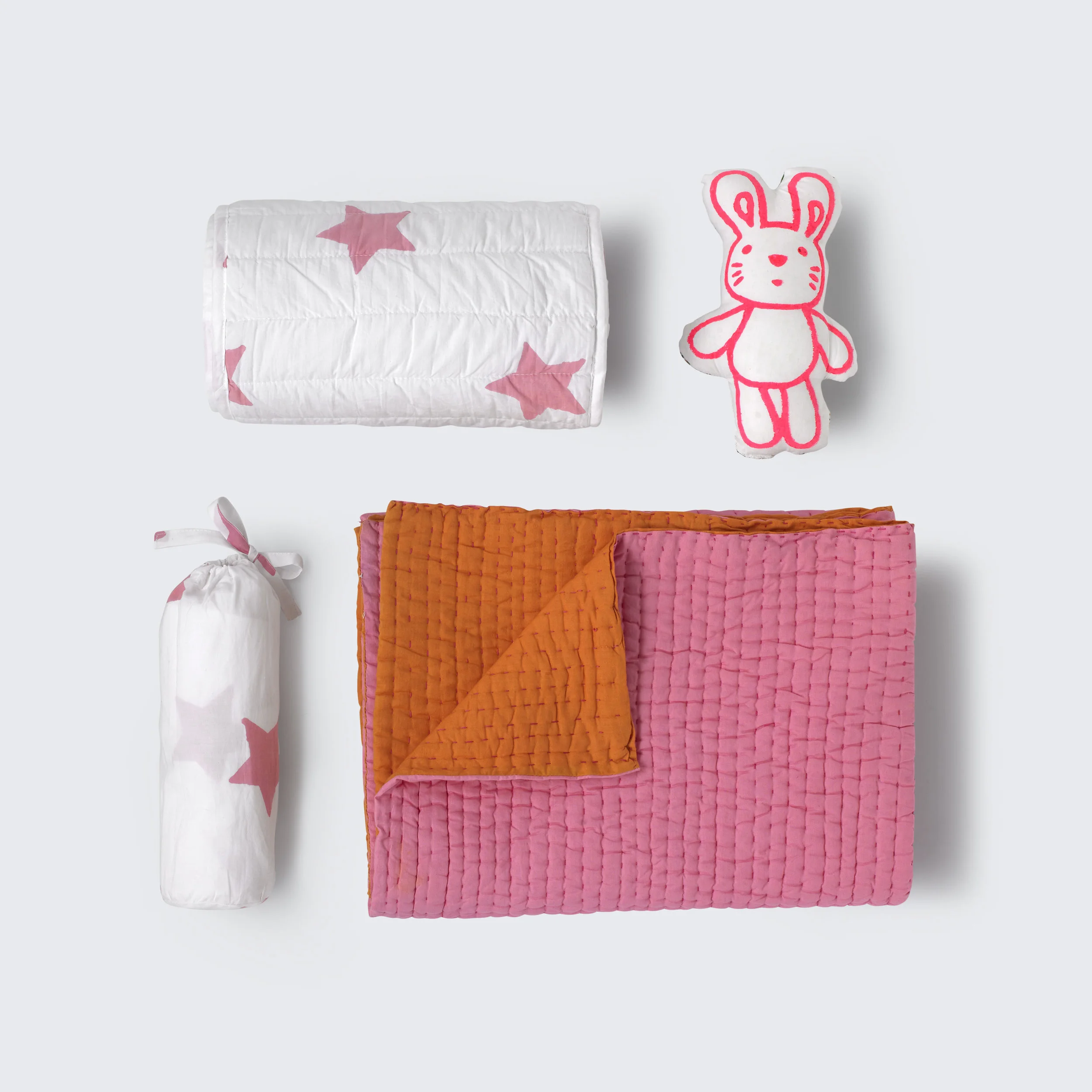 Pink star nursery set plus bunny
