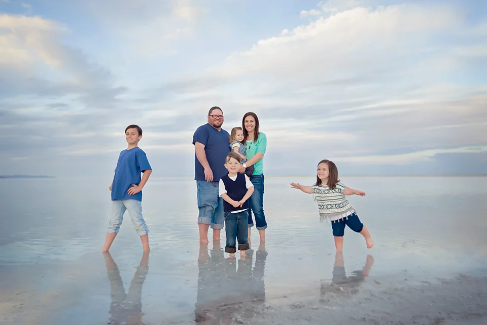 family photo on bonneville salt flats