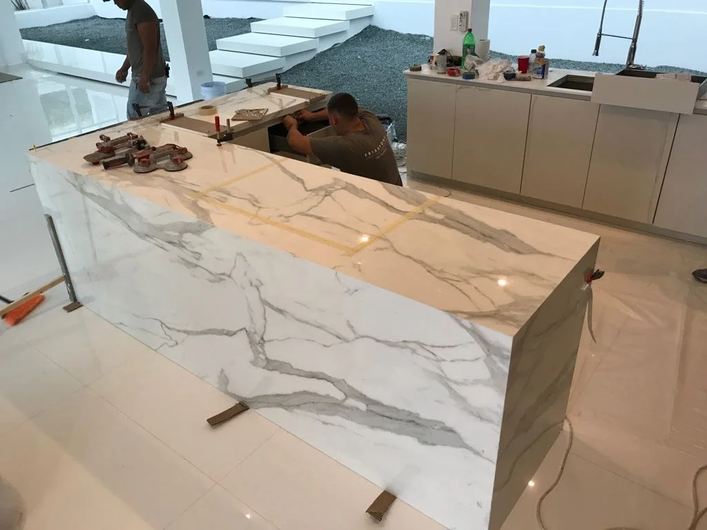  Calacatta block counter top installation P3 