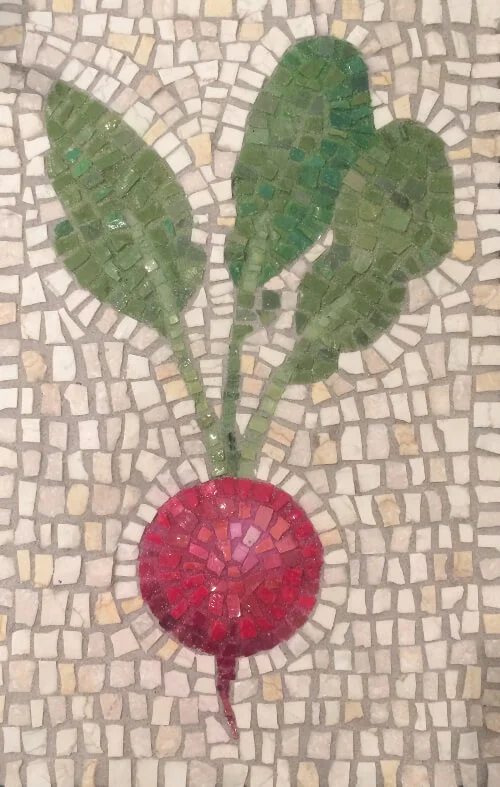 Radish mosaic - smalti glass and stone