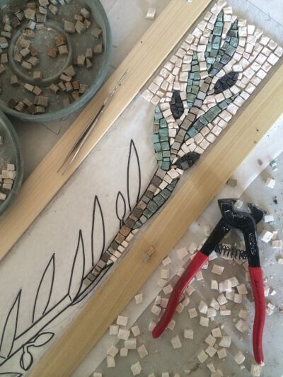 Olive mosaic band in progress 