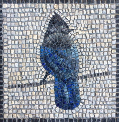 Steller's jay mosaic in ancient style 