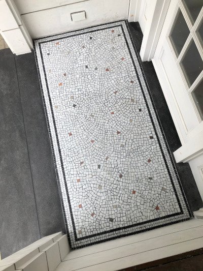 Marble mosaic terrazzo floor by Katherine Forst Mosaics