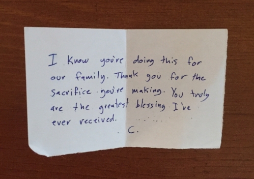 Much needed words of affirmation from Constantino on a difficult first day at my new job (which, despite everything, I love!).
