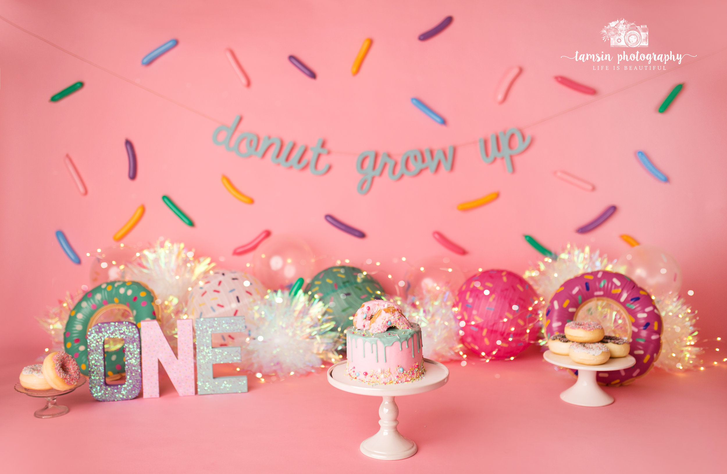 Donut Grow Up Cake Smash Doughnuts One Year Sprinkles Theme.jpg