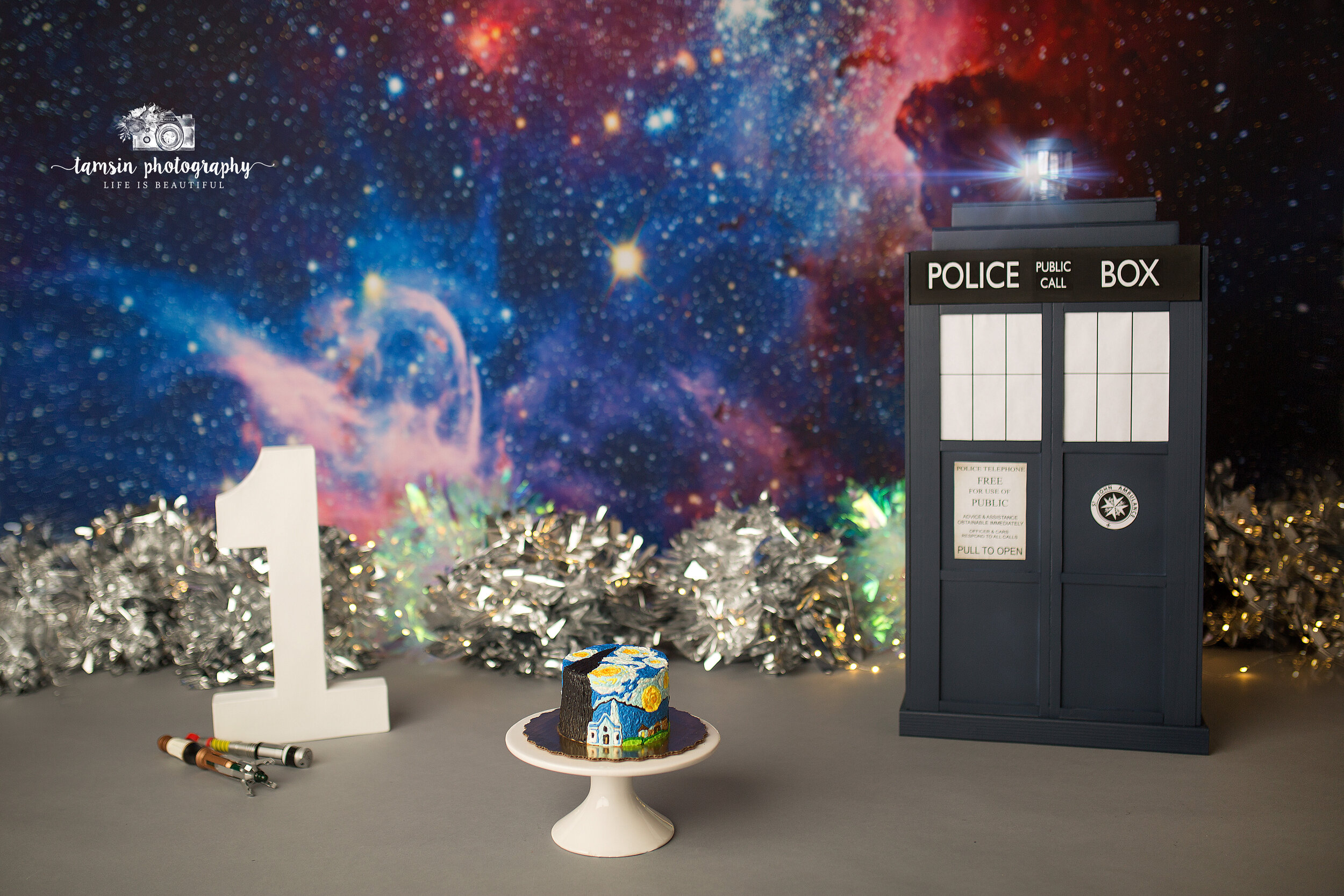 Dr. Who Cake Smash Photography Theme Tardis One Year Doctor.jpg