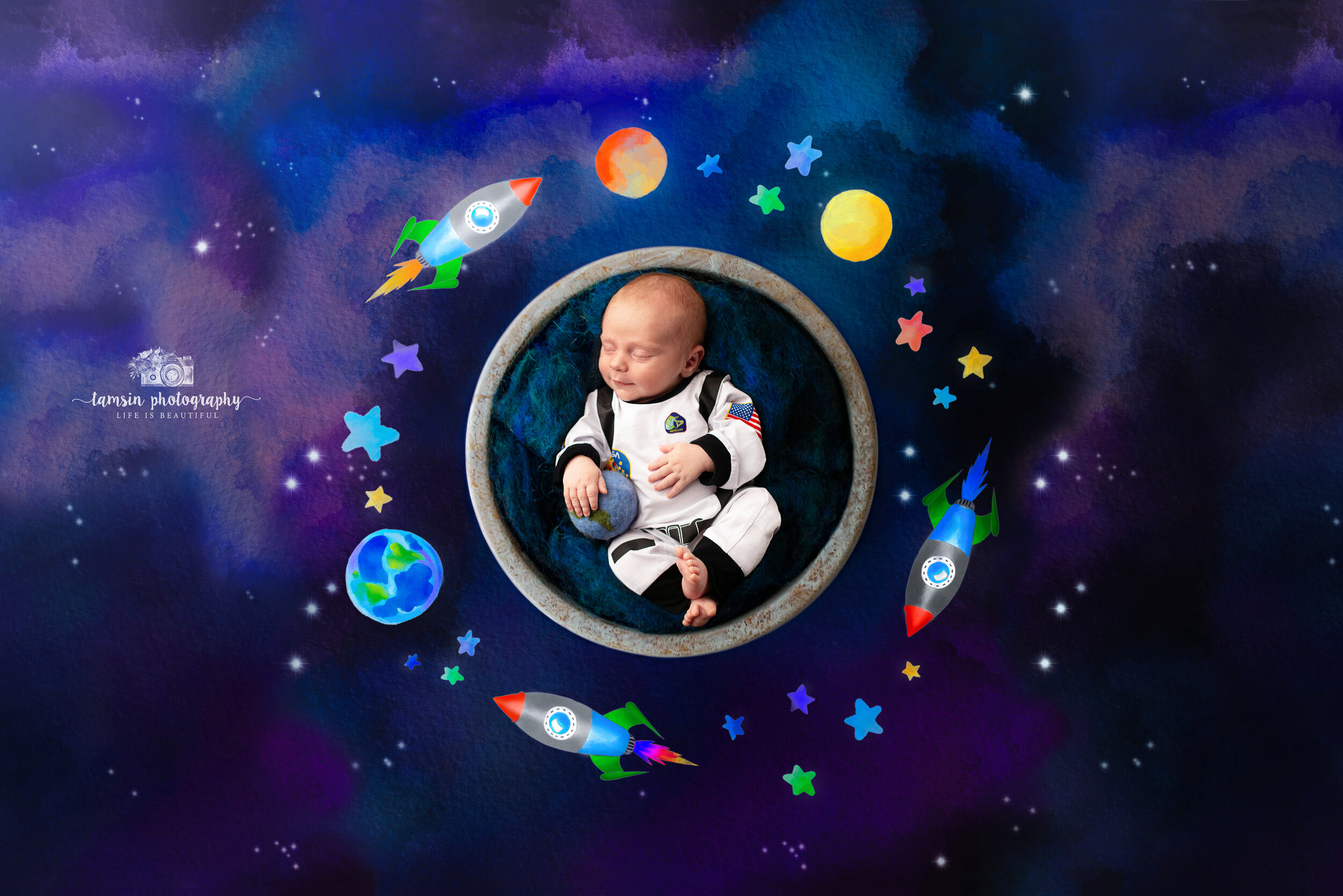Newborn Baby Space Theme Portrait Earth Rockets Nasa Astronaut Photo Shoot.jpg