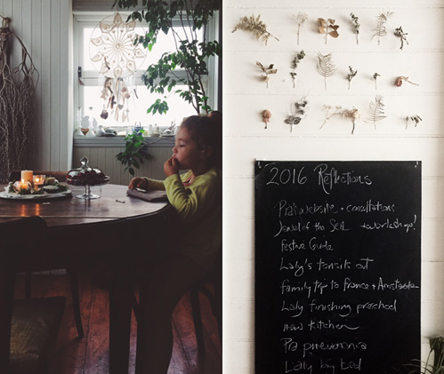 Left: enjoying fresh organic cherries now in season! Right: the original list of big events to reflect upon. ...................................................................................................