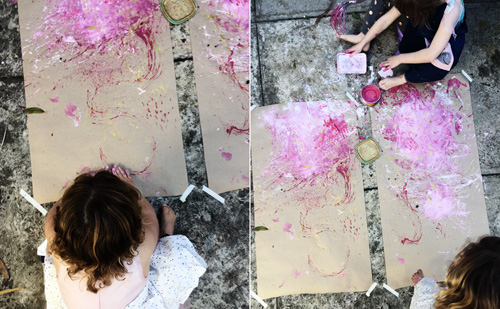 Laly and her friend Mya enjoying some intuitive mark-making together, reminding me of Shona & I 'at play'. In fact, a photograph I captured of this joyful moment between the girls became the backdrop for our podcast logo. The beginnings of beautiful collaborations!