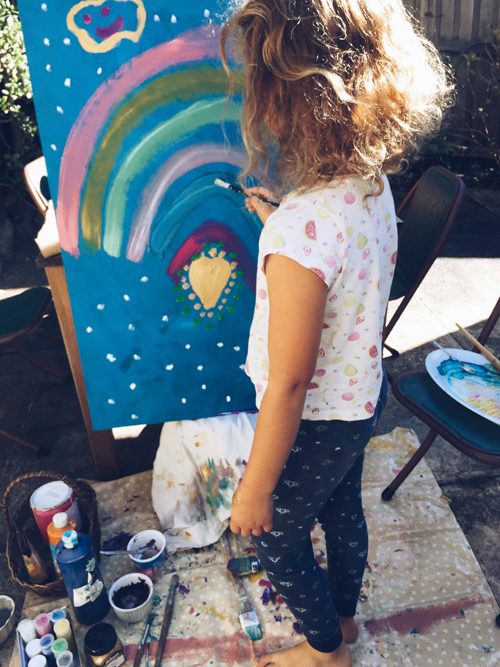 A couple of afternoons spent like this, working on her bedroom painting, read on for more details…