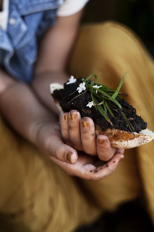Mud sandwich anyone? A bit of stale bread and some pretend ‘micro herbs’, yum!