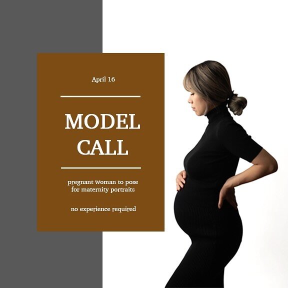 ✨MODEL CALL✨  Looking for an expectant mother (approx. 30-36 weeks) to model in studio for maternity portraits!

Tuesday, April 16th at 11:30am 
11436 156 St NW, Edmonton  We welcome any pregnant mom of any age, size, height, and ethnicity to join us