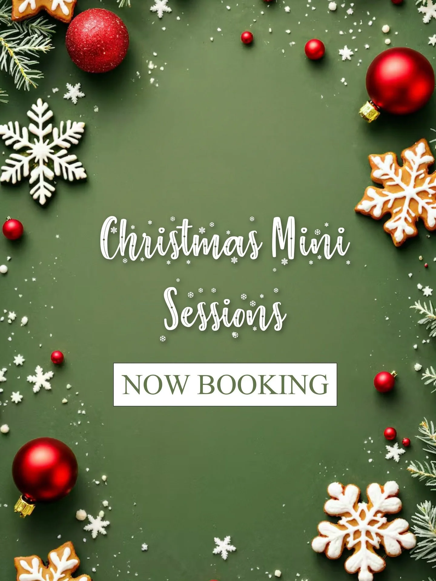 ✨ Christmas Mini Sessions ✨

Now booking Christmas Mini Sessions!
Choose your preferred session date from either Edmonton or Spruce Grove locations. And, choose from 2 new set designs - one cozy classic look and another dreamy alpine theme!

Click li