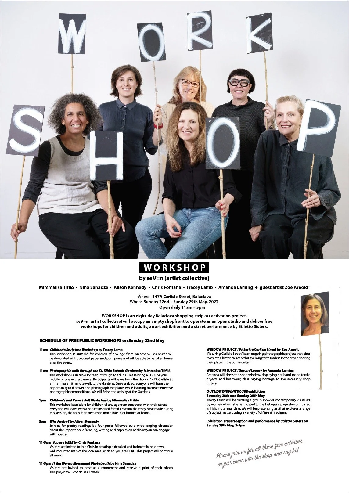 Flyer for ShrewD Collective (previously seV=n {artist collective} Workshop 