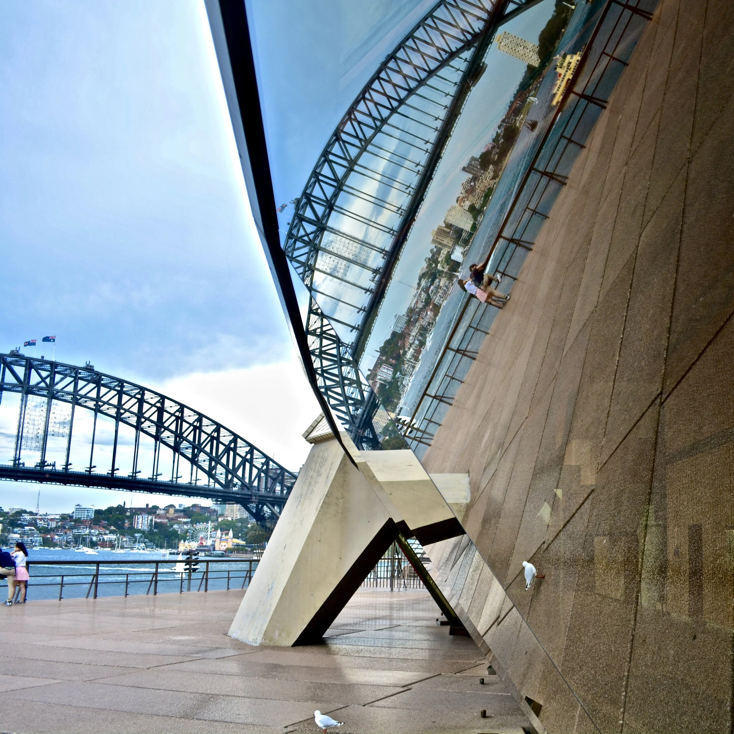 Harbour Bridge reflected in the Opera House, Sydney