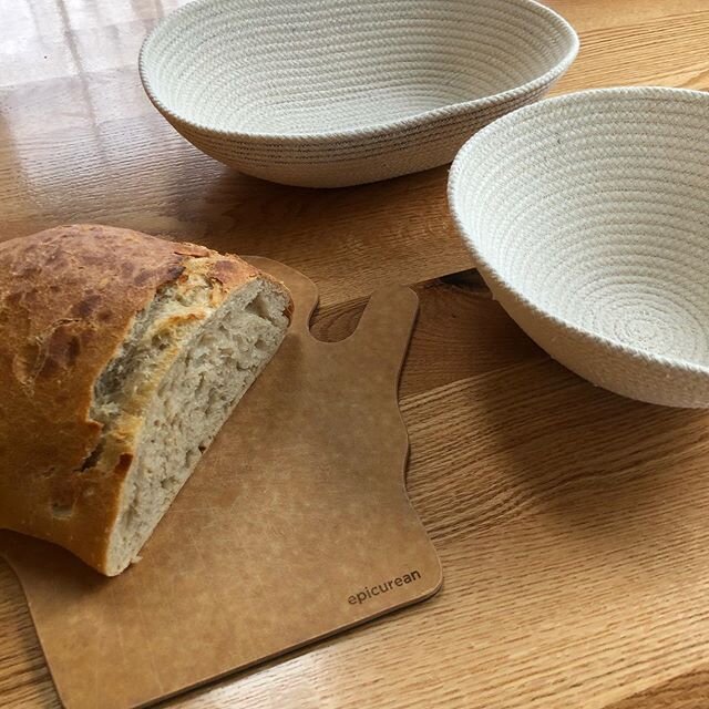 Proofing baskets for sourdough, which are simply rope bowls made to as close to the most common sizes of proofing baskets as I could get. I figured out that I couldn&rsquo;t lengthen it widen my zig zag stitch from the default without skipping or thr