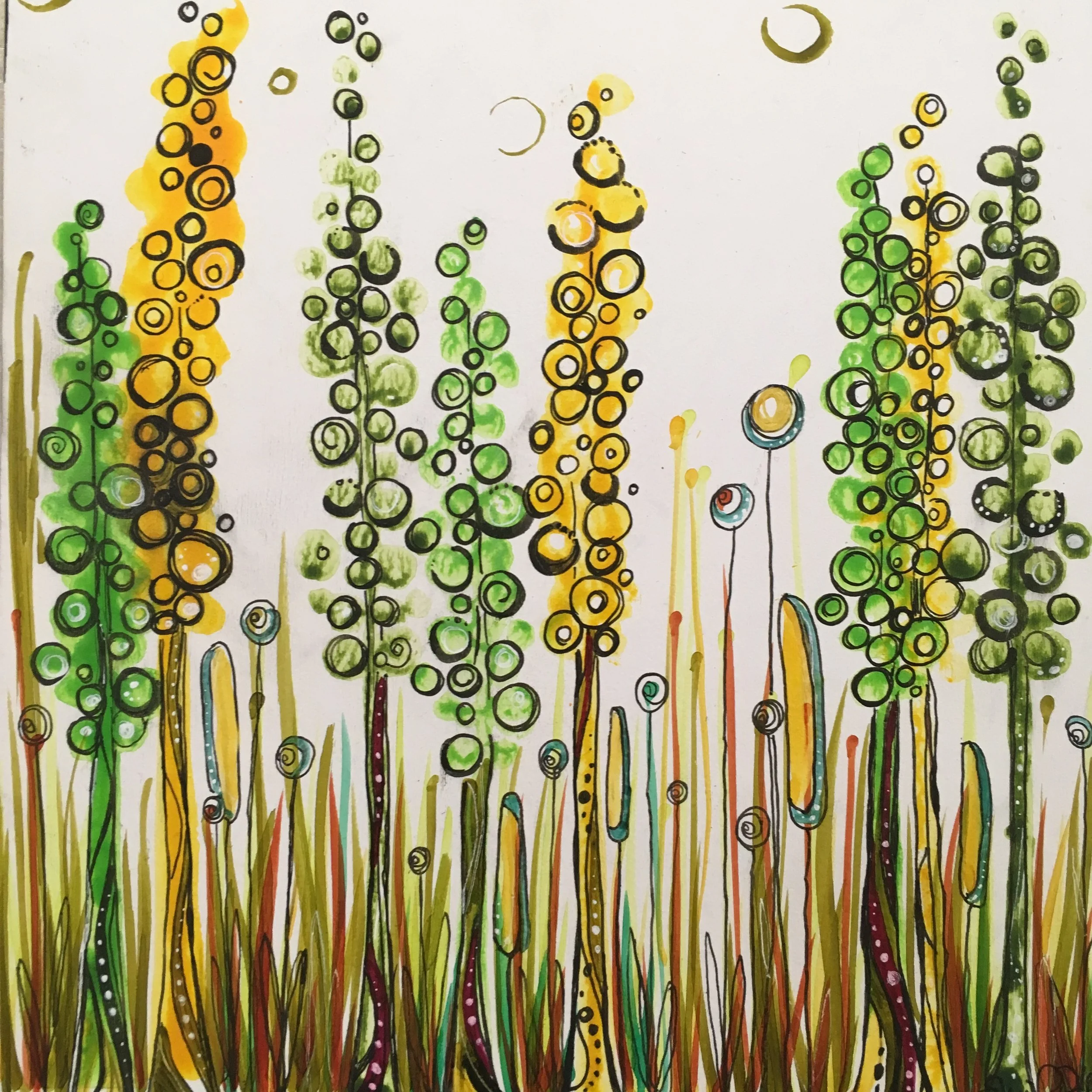 Yellow Ponderosa 10" x 10" on 1-1/2" deep cradle board $150
