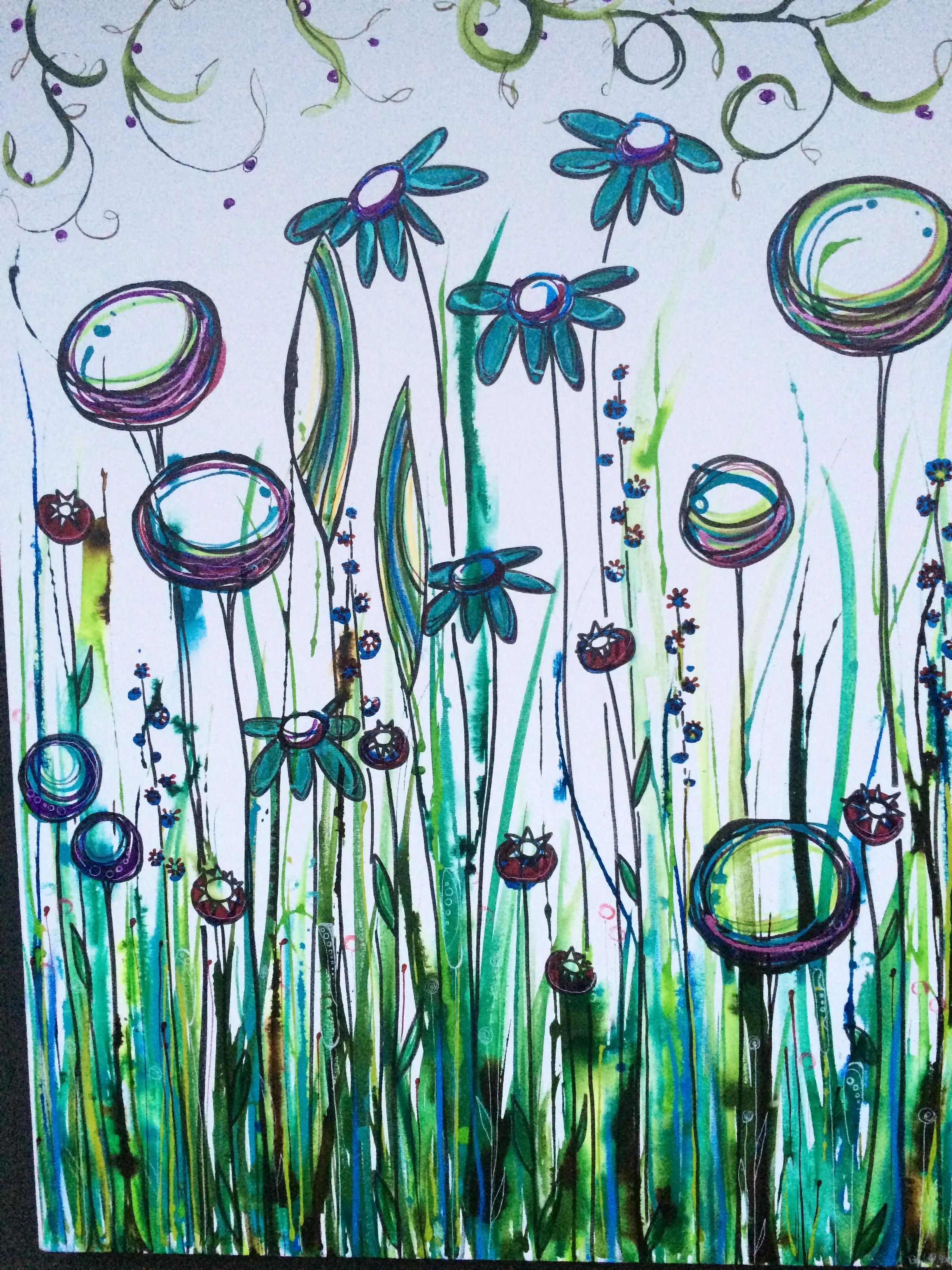 Blue Flowers 24" x 36" on canvas $375 SOLD