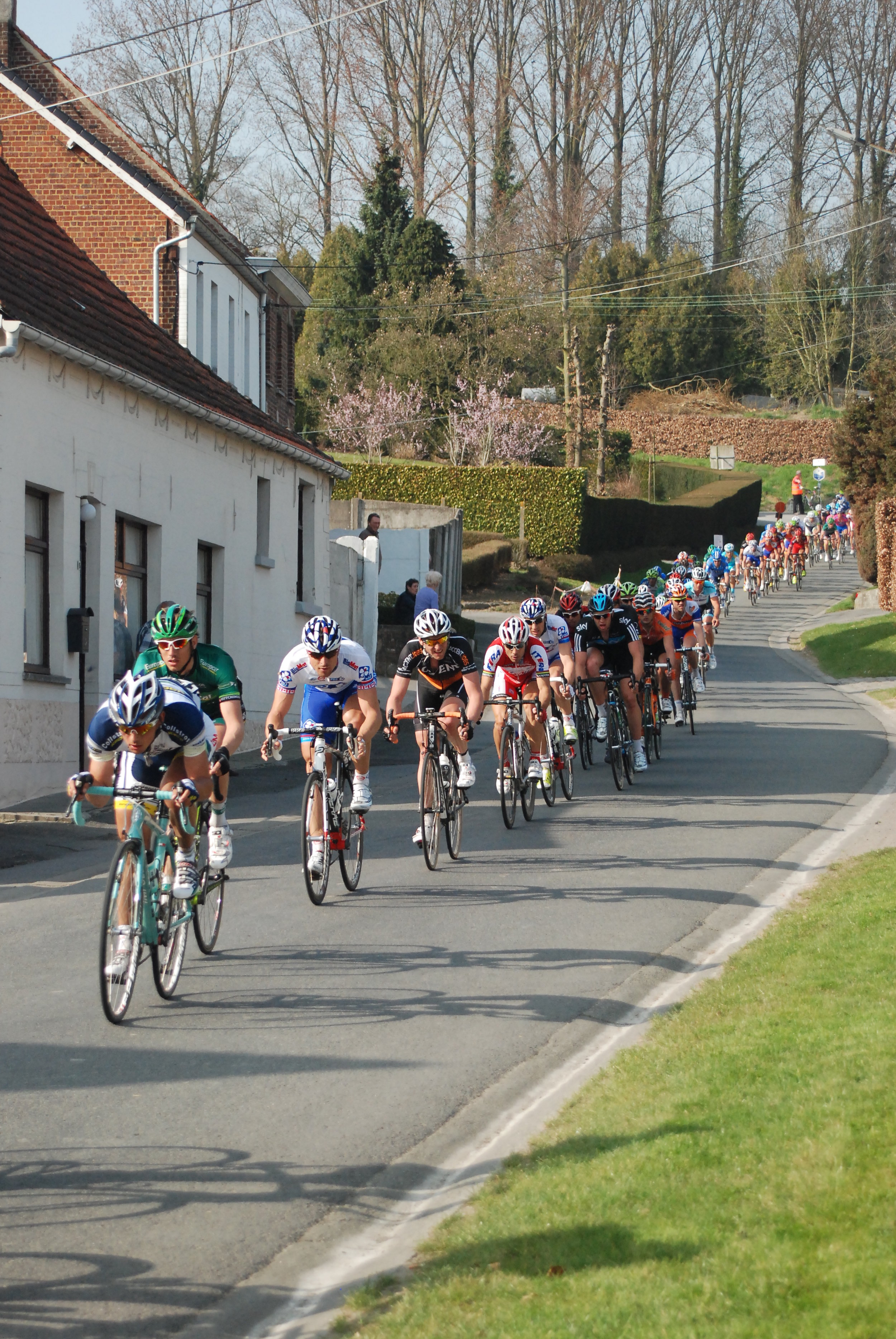 Belgium - E3 Grand Prix passes the front door of the Kokerelle B&B on the Eikenberg descent. 