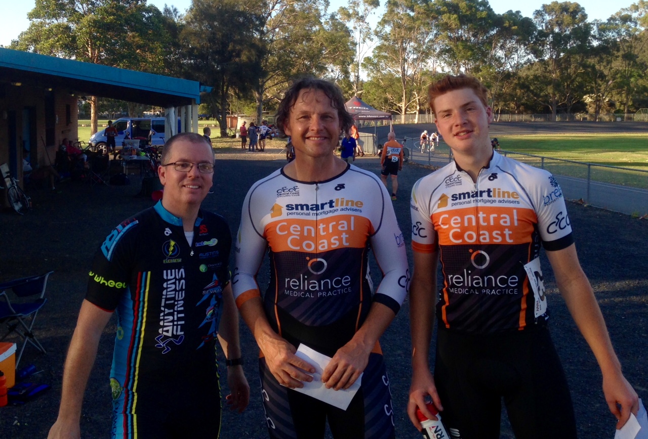 Gosford Track Open - David Browne 2nd, Ayrton Gilbert 1st, Adam Gilbert 3rd