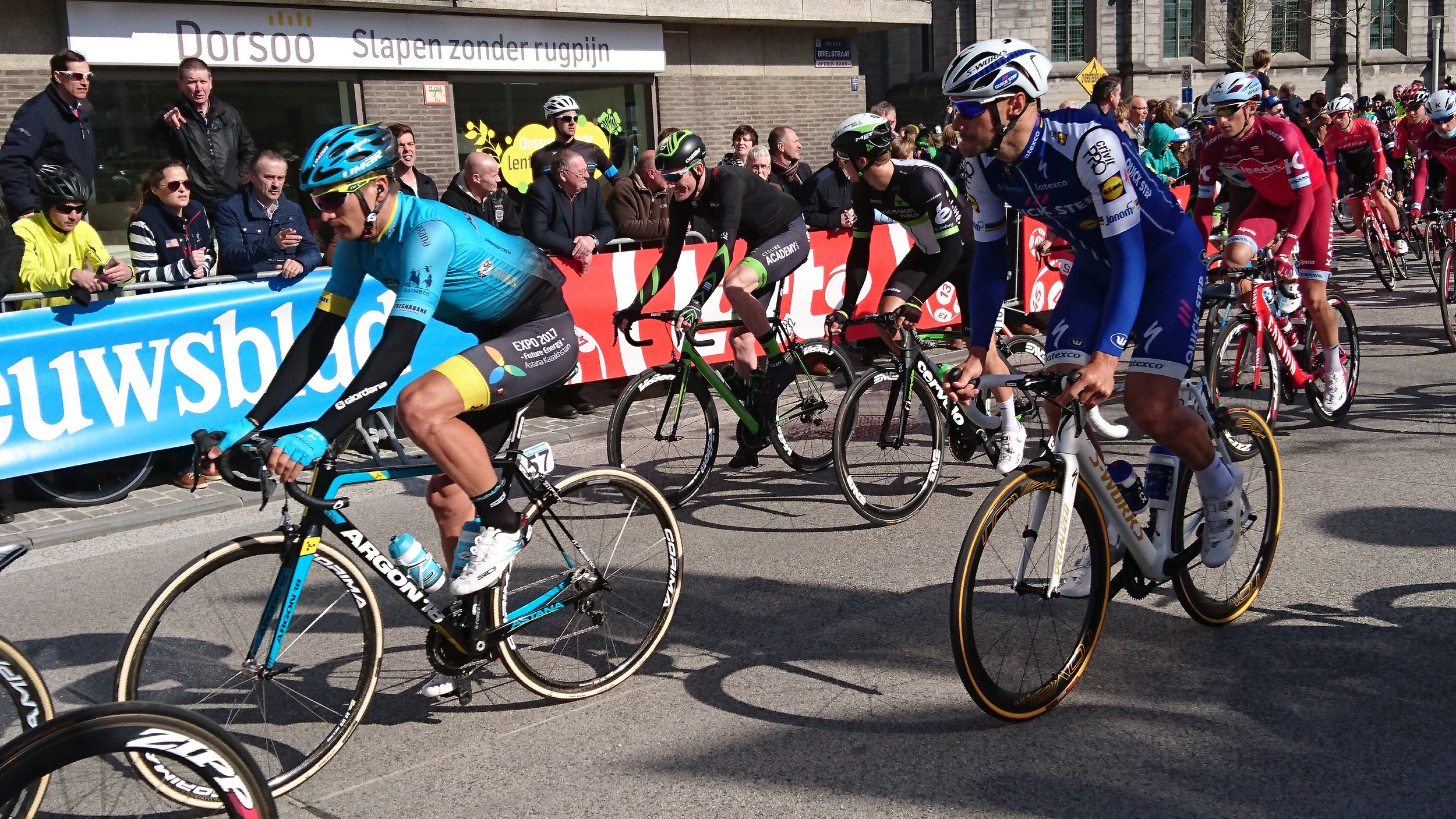 Ghent Wevelgem 17 - The Deinze start offered a great opportunity to see the whole pro peloton cruise down to the sign on. Tom Boonen, GVA & Peter Sagan received the biggest crowd support. 