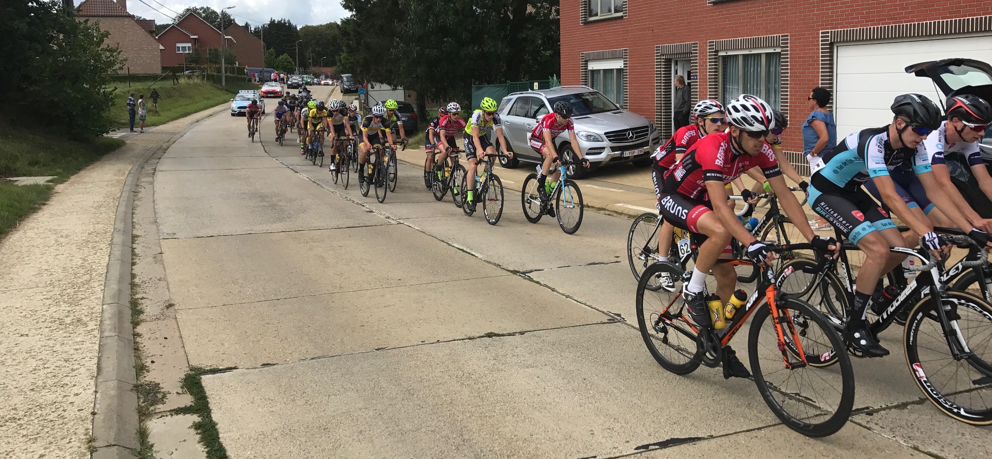 Brabant 17 (Stage 5) - at the top of the Brabant KOM somewhere in the back blocks of Flemish Brabant with Peter sitting in the main peloton. Peter went on to finish 92nd on the stage @ 2min 36 secs. Overall Peter finished 75th from 125 starters @ 14min 13 secs. By any measure a great result for a first up Belgian tour.