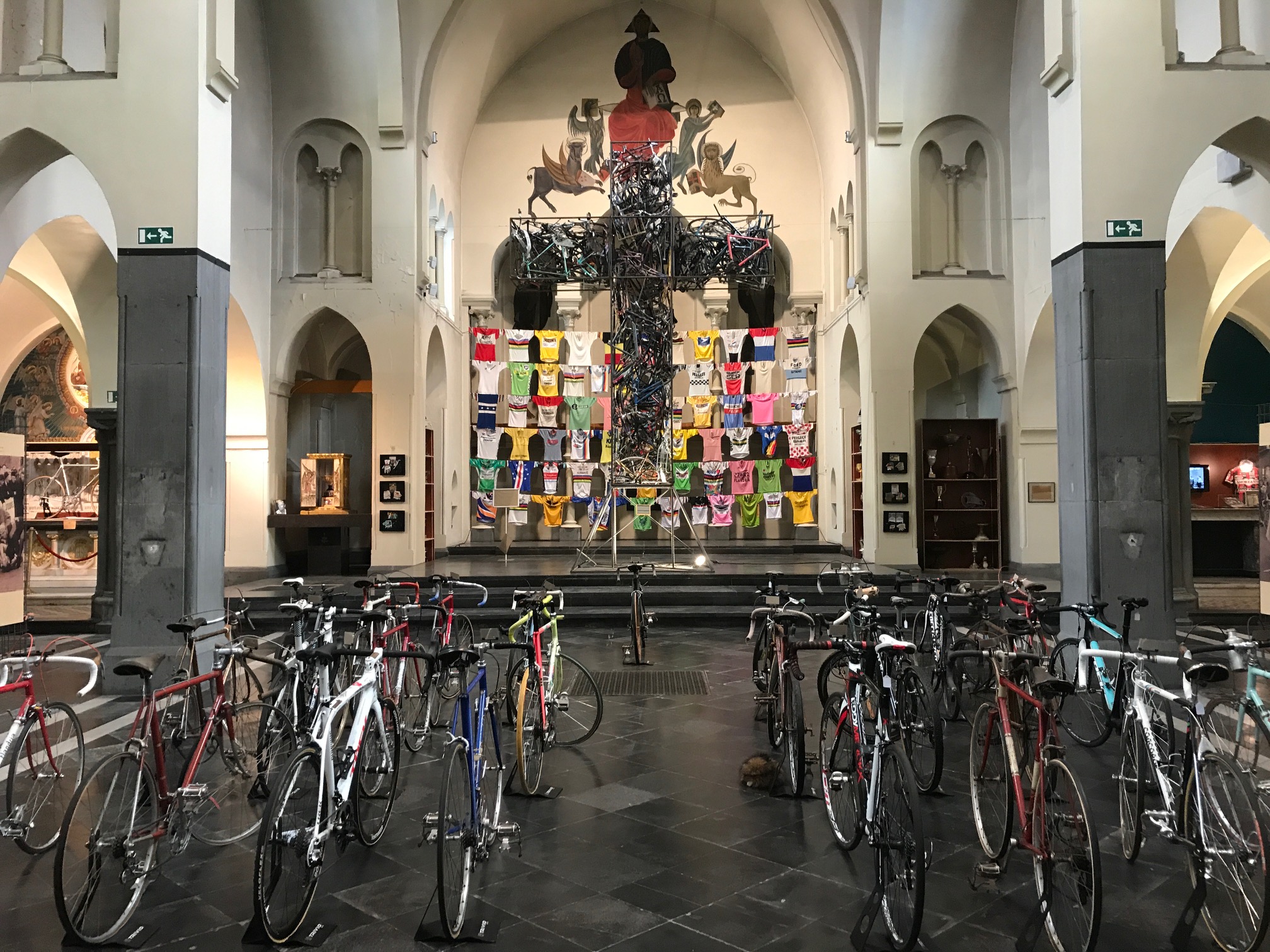 Roeselare Cycling Museum 17 - The main display featured numerous historical bikes & jerseys