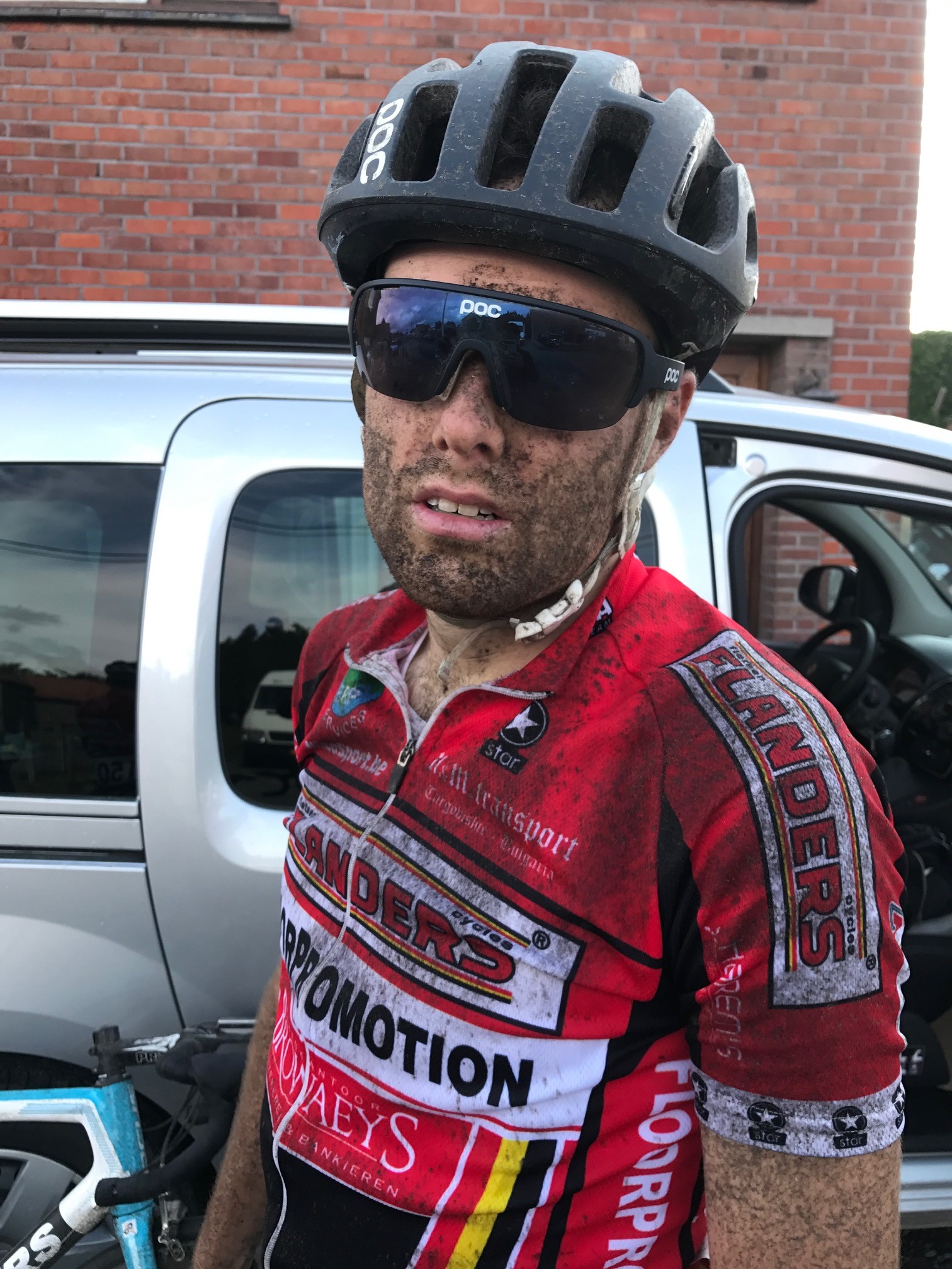 Tour of East Flanders 17 Stage 2 - this is what 150k of full gas racing along tiny Flemish laneways covered in cow shit looks like. 