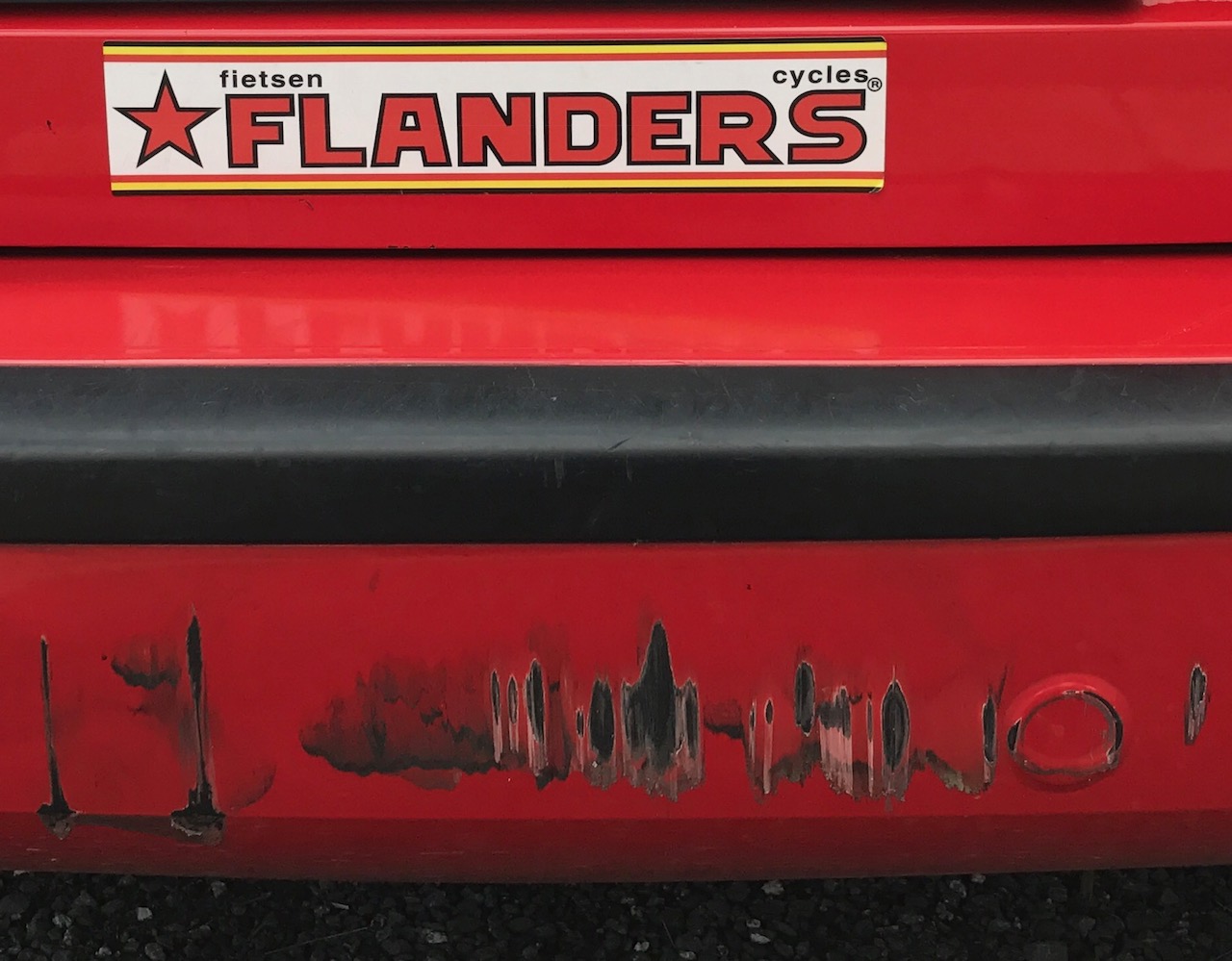 Flanders 17 - After a puncture in Belgium .... as you are chasing back to the peloton sitting too close to the Flanders team car does have its challenges