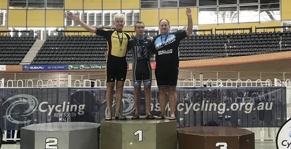 NSW Masters Track 18 - Mike Lawson took Gold in both Pointscore & Individual Pursuit.