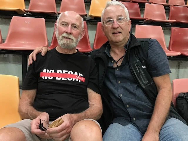 National Masters Track Championships 18 ... met this really nice chap at the National Masters and so we got talking. It goes like this ... I'm a Watson says he ... really says me ... I knew a Dave Watson once from several years ago. It's me ! ! says this nice chap (pictured above left) very much still smiling. Well it sure was ... David Watson was one of the best Australian roadman of his era and represented at the Mexico Olympics & Edinburgh Commonwealth Games (in the Australian team in the Road Race) then rode for 5 years as a professional in Belgium in the Eddy Merckx era. Dave stills rides 60k every day and now lives in northern Tasmania. 