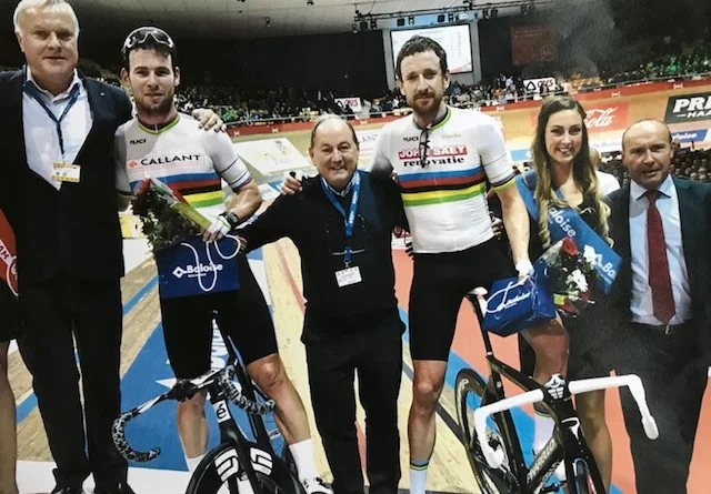 BiciSport in Flanders 18 @ 2 Apr - Eddy Verbust (centre of picture) has been involved with the Ghent 6 Day over the last 40 years. Eddy also has the largest private cycling museum in Belgium