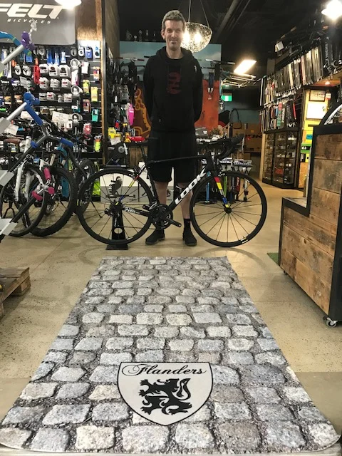 S tewart Campbell & Happy Wheels Waterloo now feature their own piece of special Flanders cobbled nostaglia as you walk in the front door