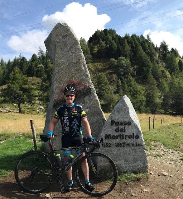 Mortirolo Pass (Italy) outside Bormio @ 26 August - Peter Budd at the summit