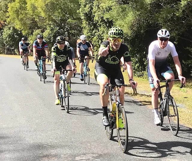 Tour de Bello 18 - Day 3 of the TdB near the Bonville Golf Course. Stewart & Mirielle Campbell just ahead of Danny O'Keefe