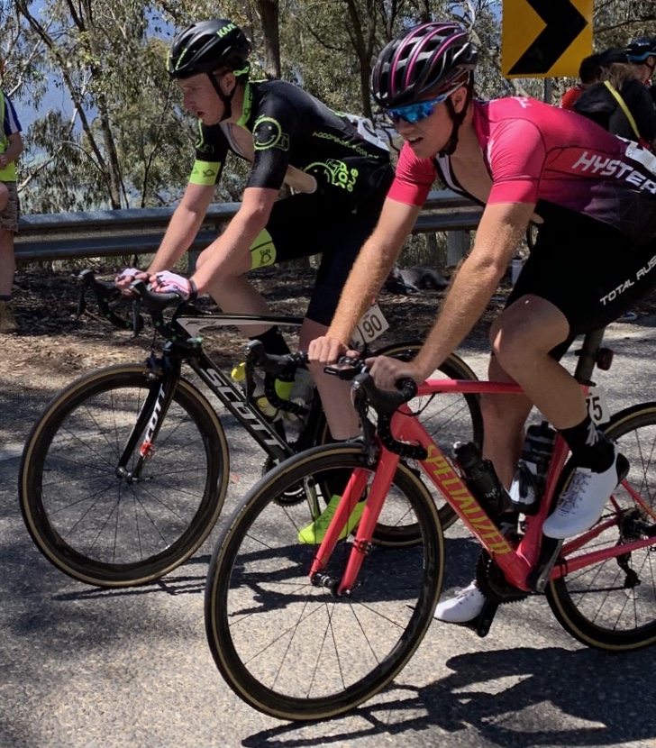 Tour of Bright 18 @ 1 Dec - Conor Tarlington near the summit of the Tawonga Gap climb