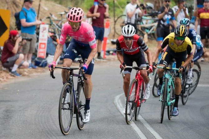 Herald Sun Tour 2019 - Michael Woods (left) & Ritchie Porte (centre) animated the HST 19 but it was all blue Sky after the Arthurs Seat ambush.