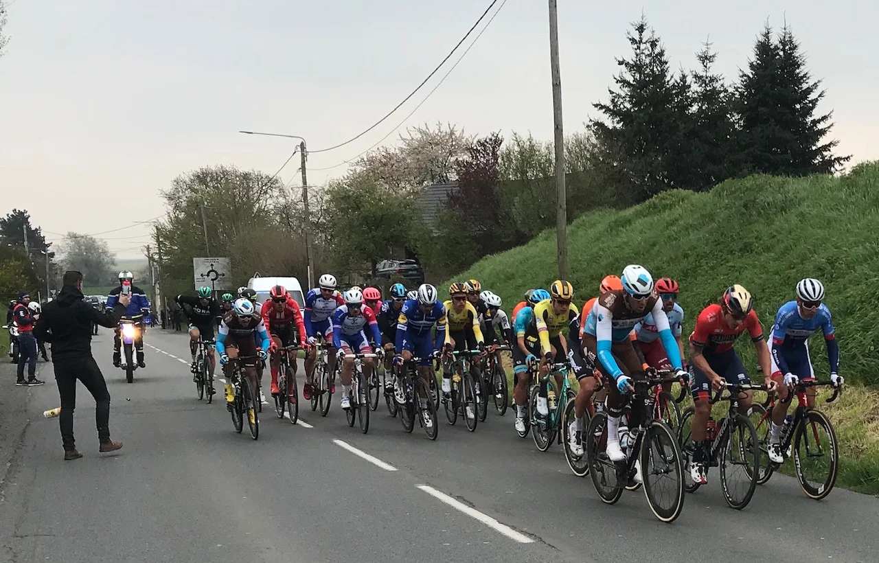 Paris Roubaix @ 14 April - Just after the Maing cobbles with a shredded main peloton. Photo MOR