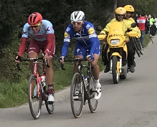 Paris Roubaix @ 14 April - Phil Gilbert heads for victory just after the Hem cobbles with 10k to the finish in the Roubaix Velodrome.. Photo MOR.