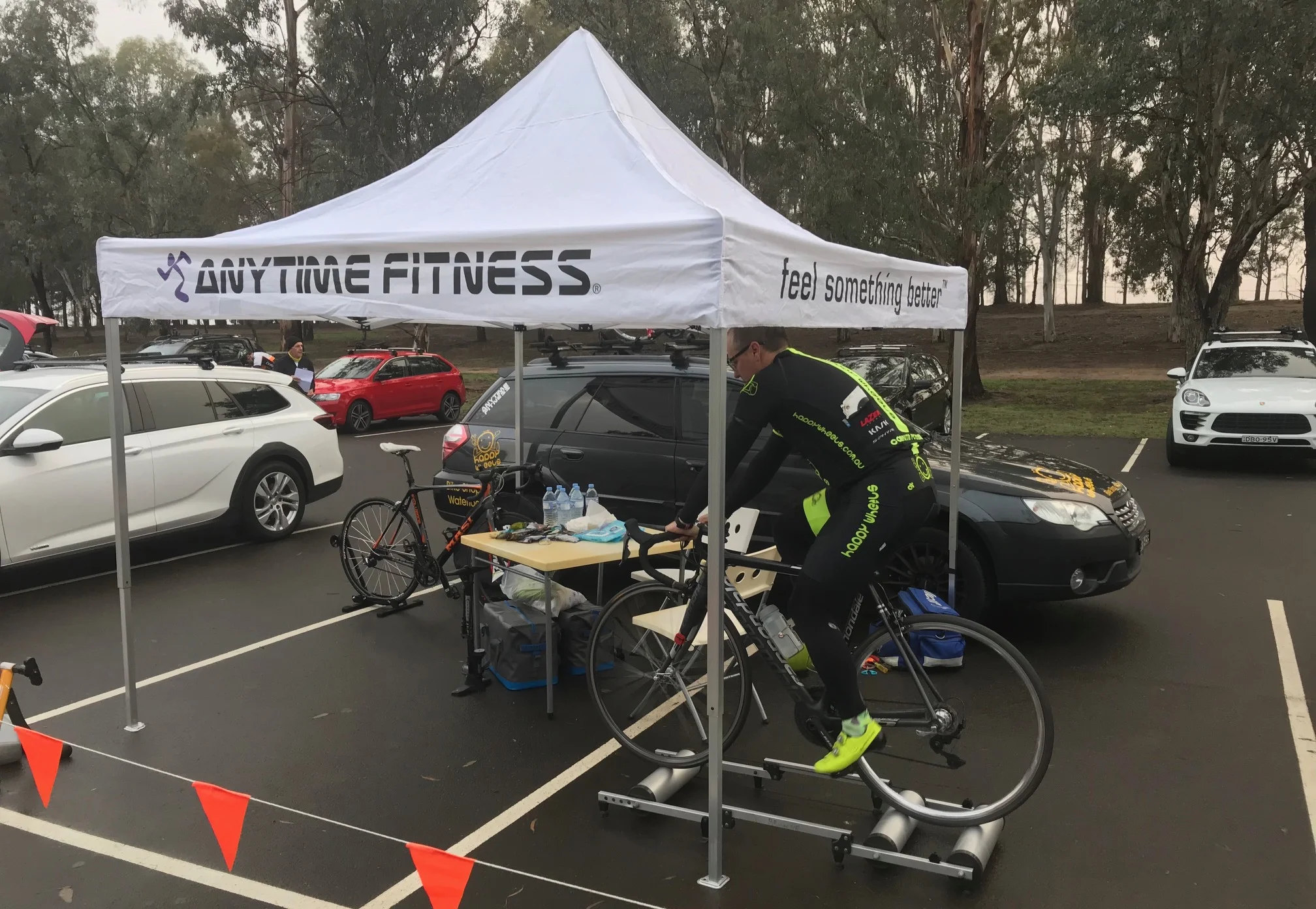 Metropolitan Championships @ Penrith Lakes @ 6 July - Many thanks to Karl Hoad and Anytime Fitness for providing the new AF gazebo at Penrith Lakes with Davide van der Browne in session for the Ghent 6 Day in November on the rollers