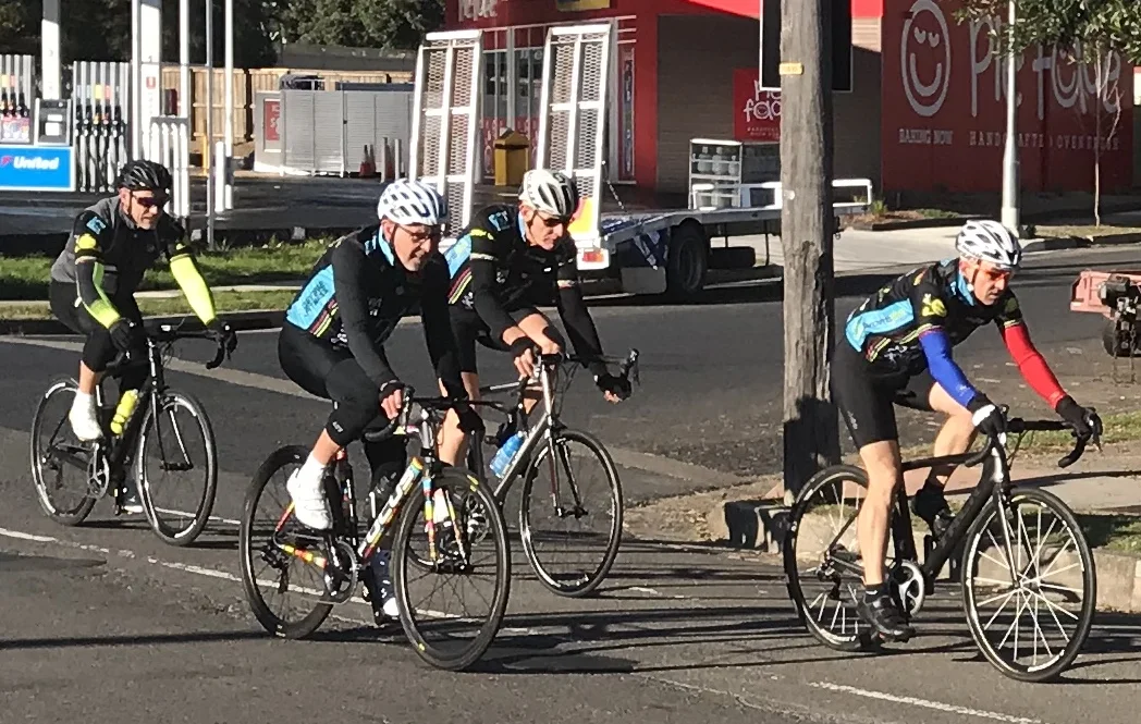 BiciSport TTT Training @ Terrey Hills @ 28 July - L to R … Karl Hoad, John Robb, Raoul Westbrook & Sean Mura