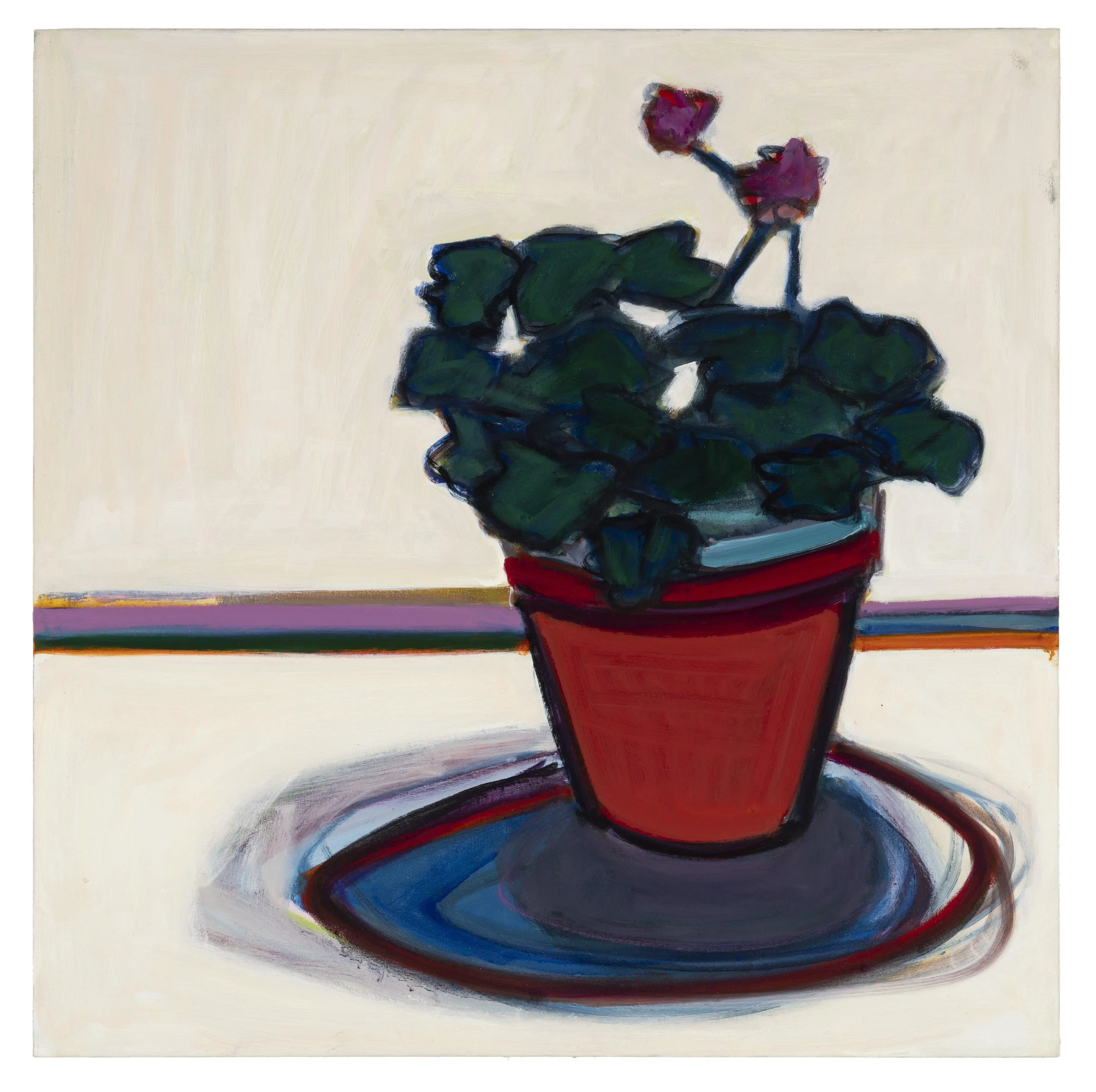  Geranium in Red Pot  32 × 32 inches  Oil on Canvas 