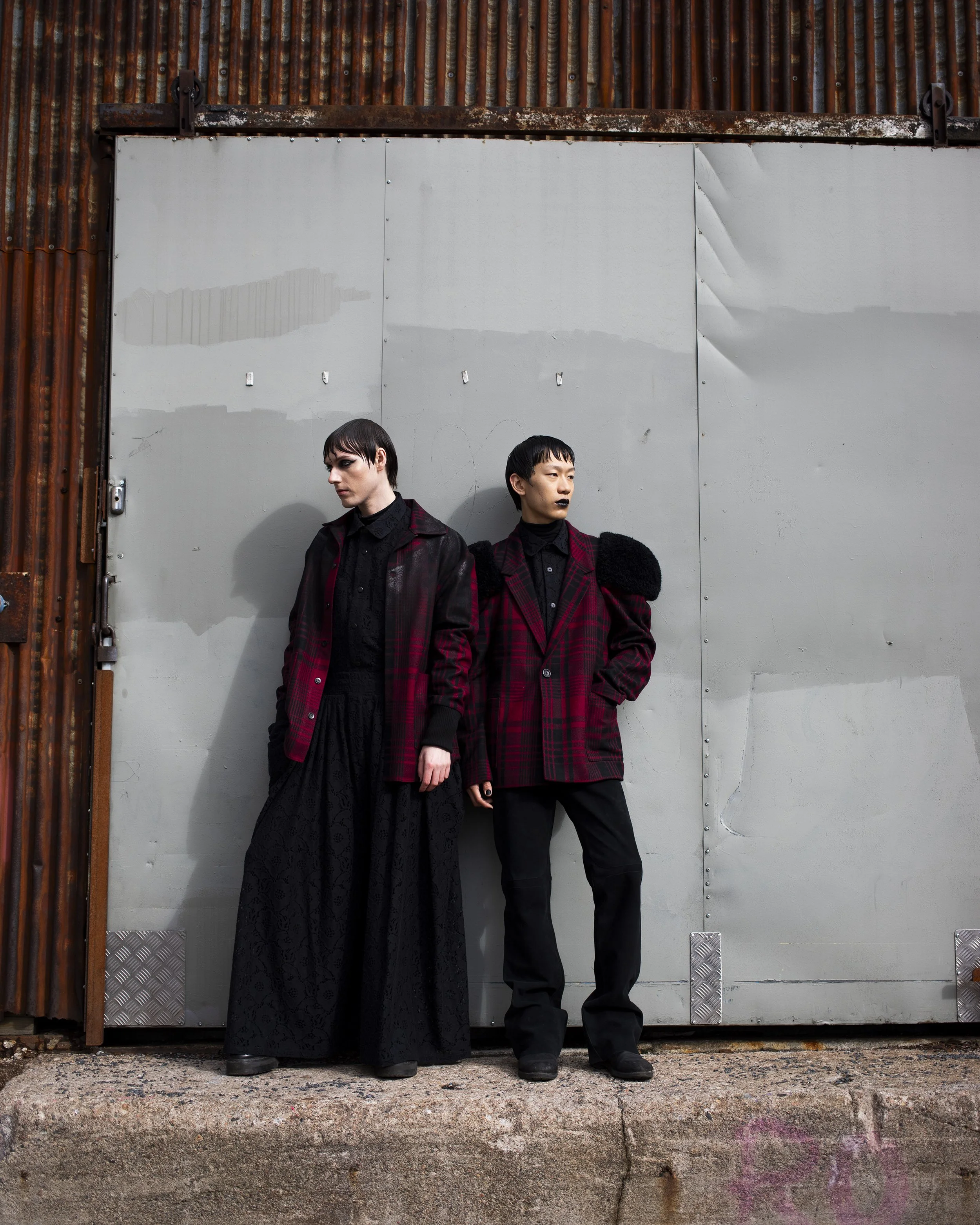   Painted Black overshirt ,  Over Roses lace shirt  &amp;  Reina lace trousers    Hunter + Bear jacket  &amp;  Over Roses lace shirt  