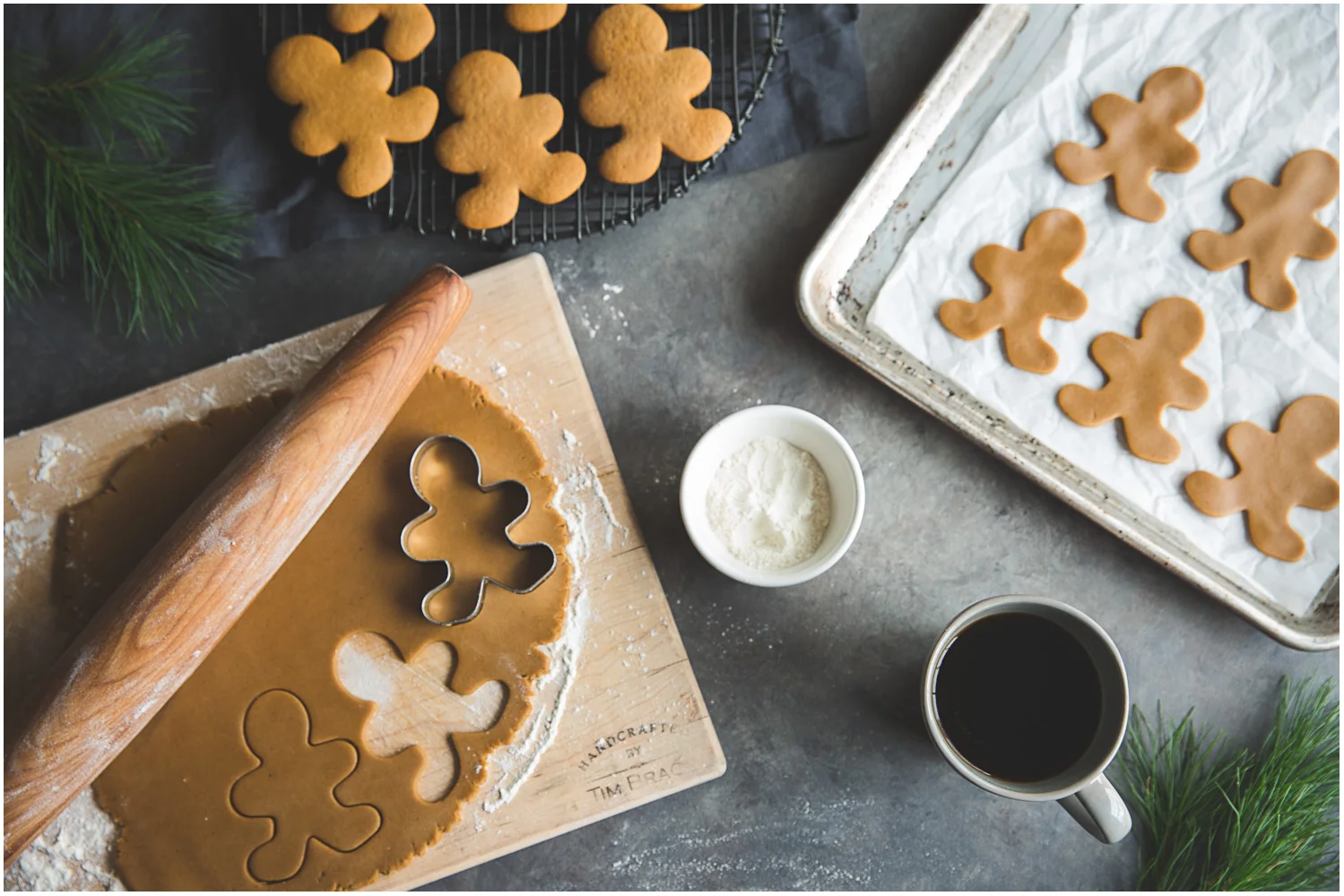 Soft molasses gingerbread men in the making