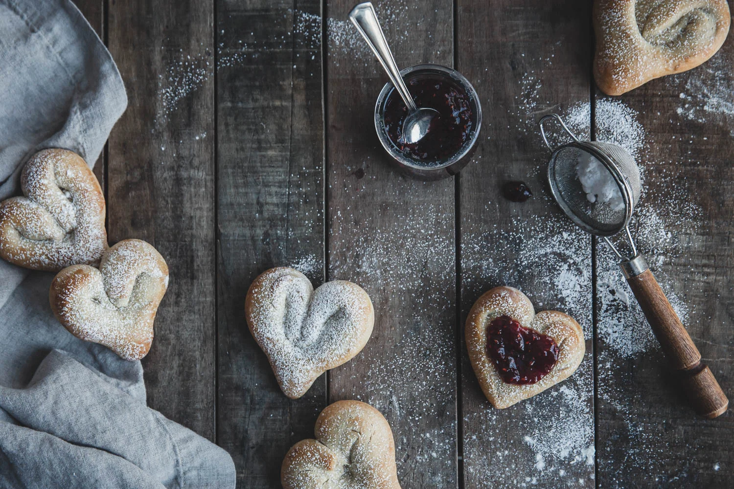 Heart-shaped Cardamom Buns served with raspberry preserves