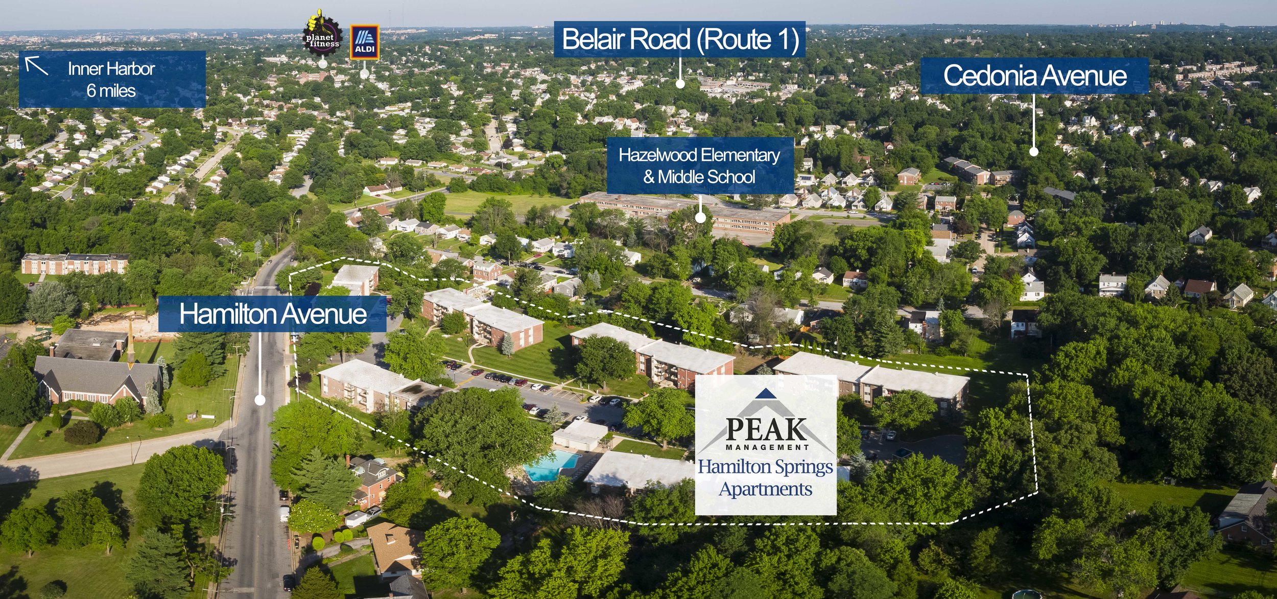 Aerial View of Hamilton Springs Apartments