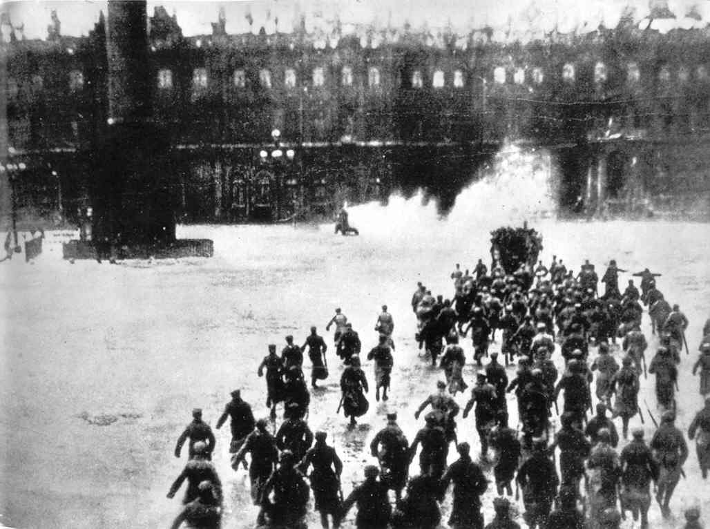 Re-enactment of Storming of the winter Palace as used as actual event in above newspaper clipping.