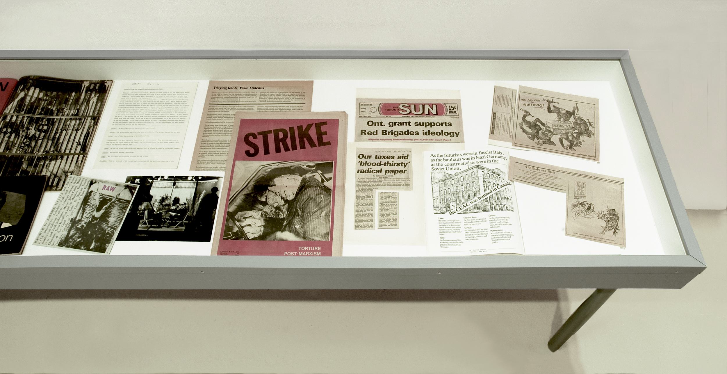 Archival material on CEAC. Courtesy Clara Thomas Archives and Special Collections, York University and Philip Monk.