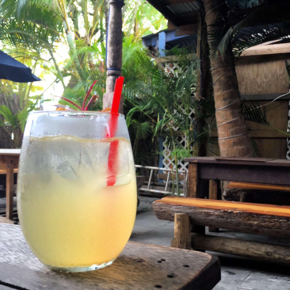 Sparkling sangria is a great alternative to traditional red sangria in warmer climes. We loved the bellini sangria that Bamboushay Lounge was mixing on Tortola, British Virgin Islands.