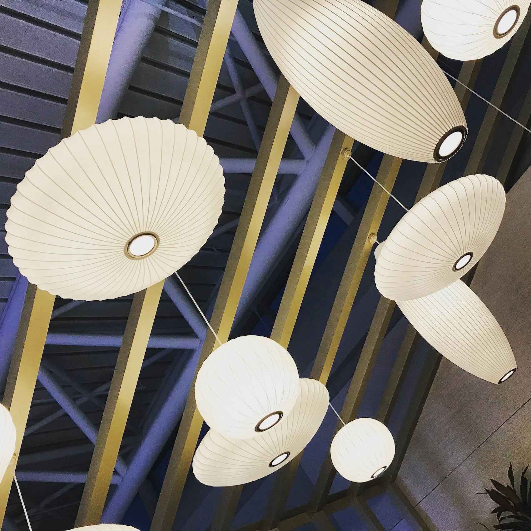 I found a great spot under these lights in the atrium dining room at the American Airlines Flagship Lounge inside of New York - JFK airport. Quiet, comfortable, and delicious food.